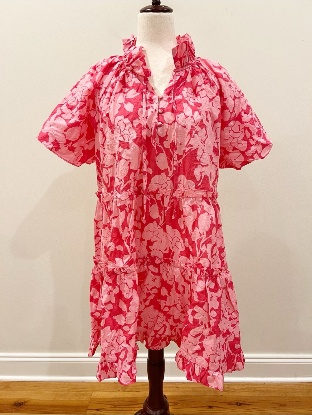 Tuckernuck Hyacinth House Thea Dress Medium Pink Floral Mini Tiered Cottage - Picture 2 of 13